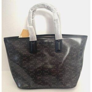 Michael Kors Jodie Small Logo Jacquard Black Tote Bag 35H1T2JT1C NWT